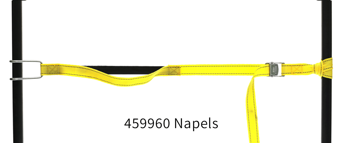 459960: PP strap with elastic piece, buckle and wiresteel hook